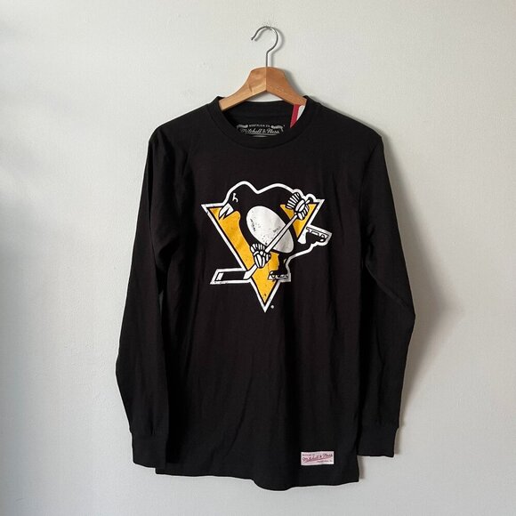 NWT Mitchell & Ness Pittsburgh Penguins Logo Long Sleeve T-Shirt Men's Size S - Picture 1 of 8